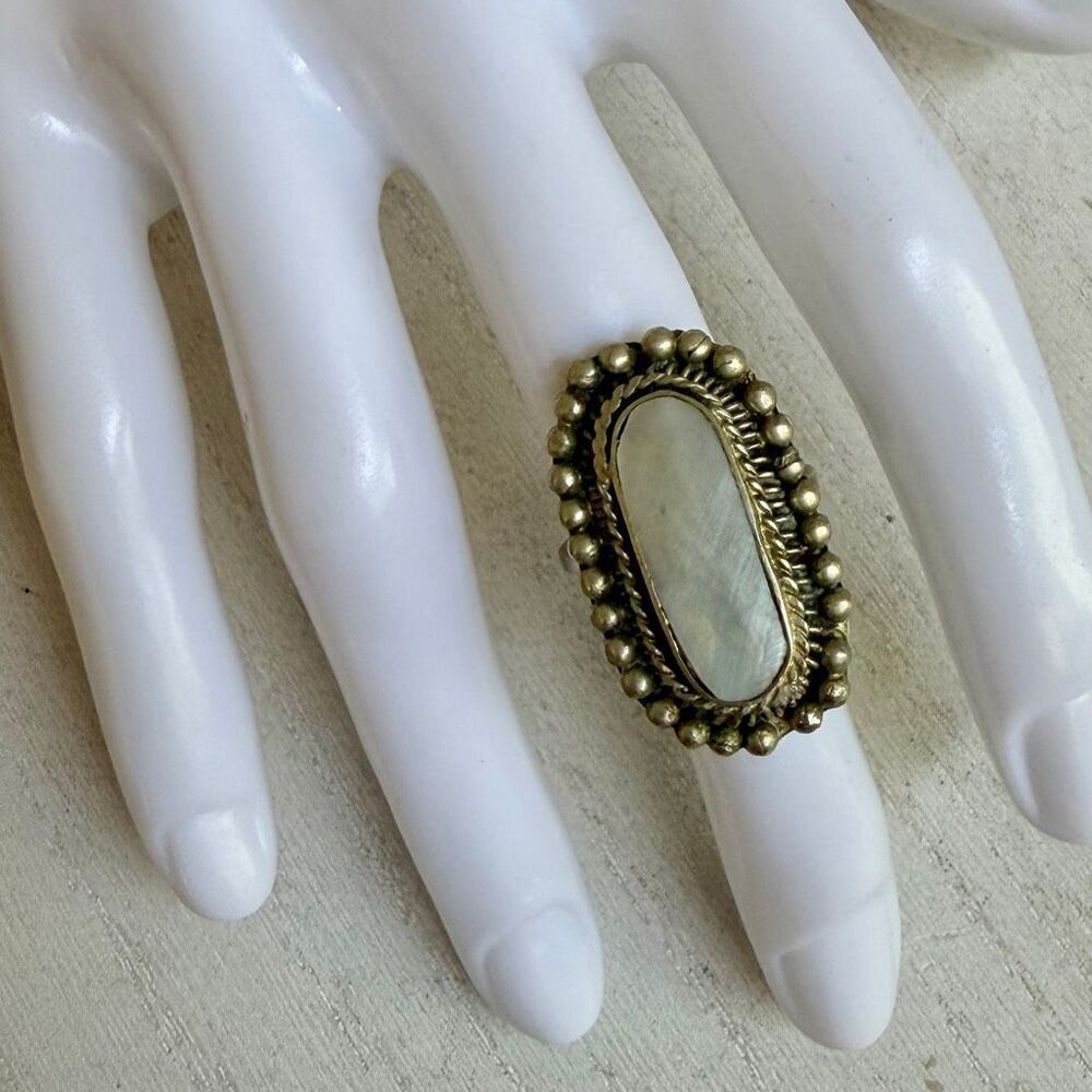 Vintage Mother of Pearl Artisan Statement Ring